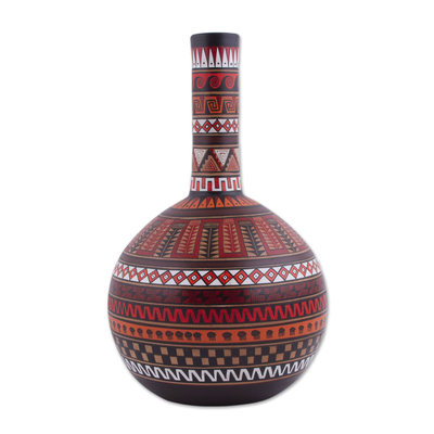 Hand-Painted Ceramic Decorative Vase from Peru