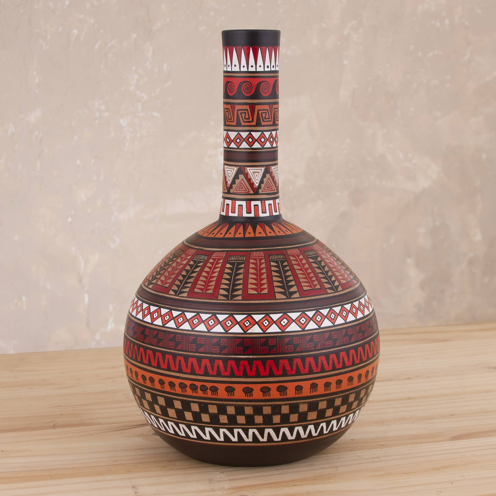 HandPainted Ceramic Decorative Vase from Peru Ceremonial Rites NOVICA