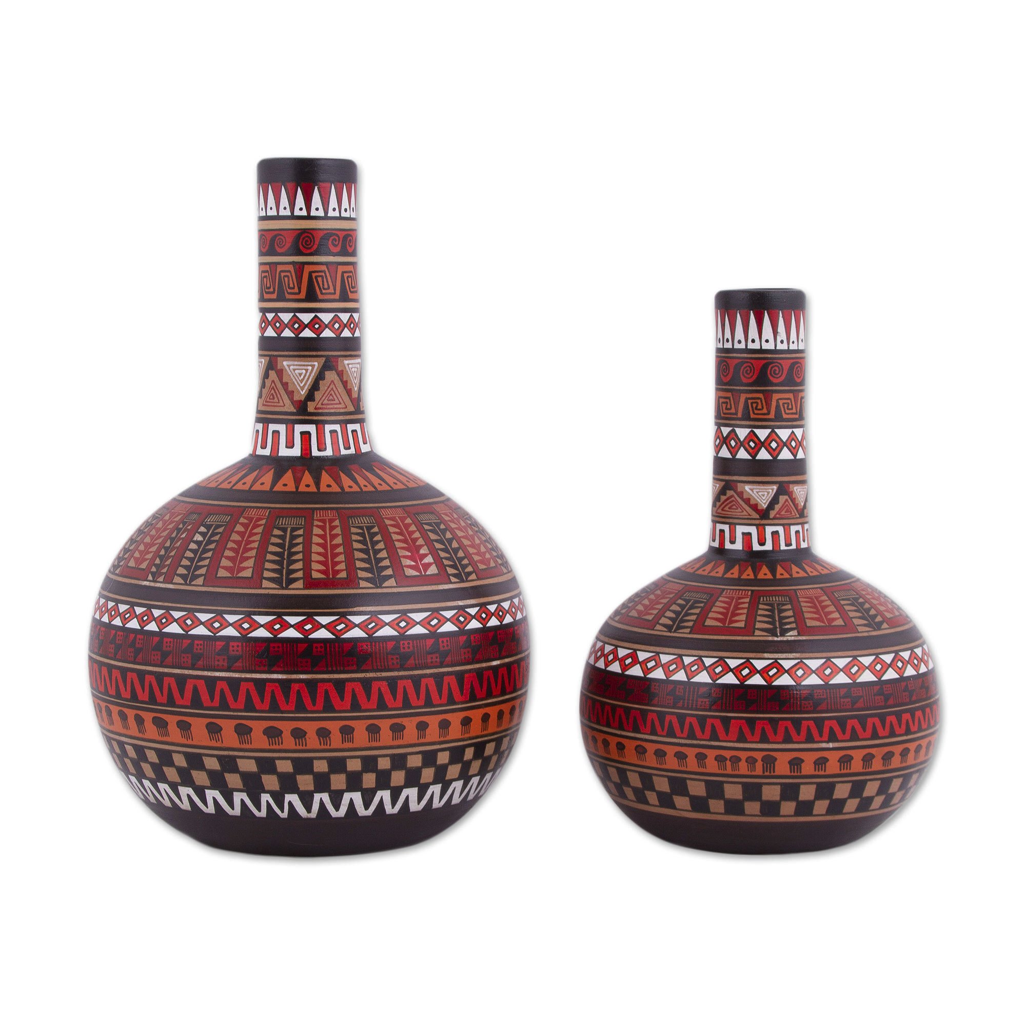 Two Handcrafted Ceramic Decorative Vases from Peru Ceremonial Rites NOVICA