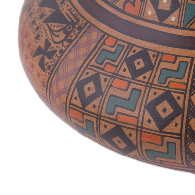 Keramische Deko-Vase 'Inka-Ritual' - Handbemalte dekorative Keramikvase im Inka-Stil aus Peru