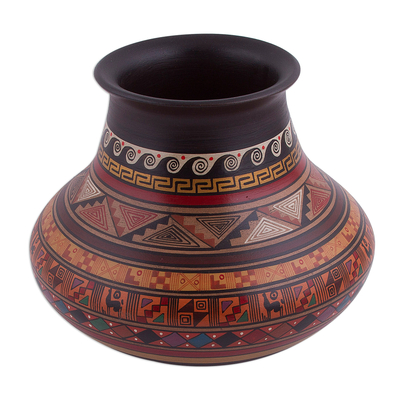 Keramische dekorative Vase, 'Göttliche Inka'. - Traditionelle dekorative Vase aus Inka-Keramik, hergestellt in Peru