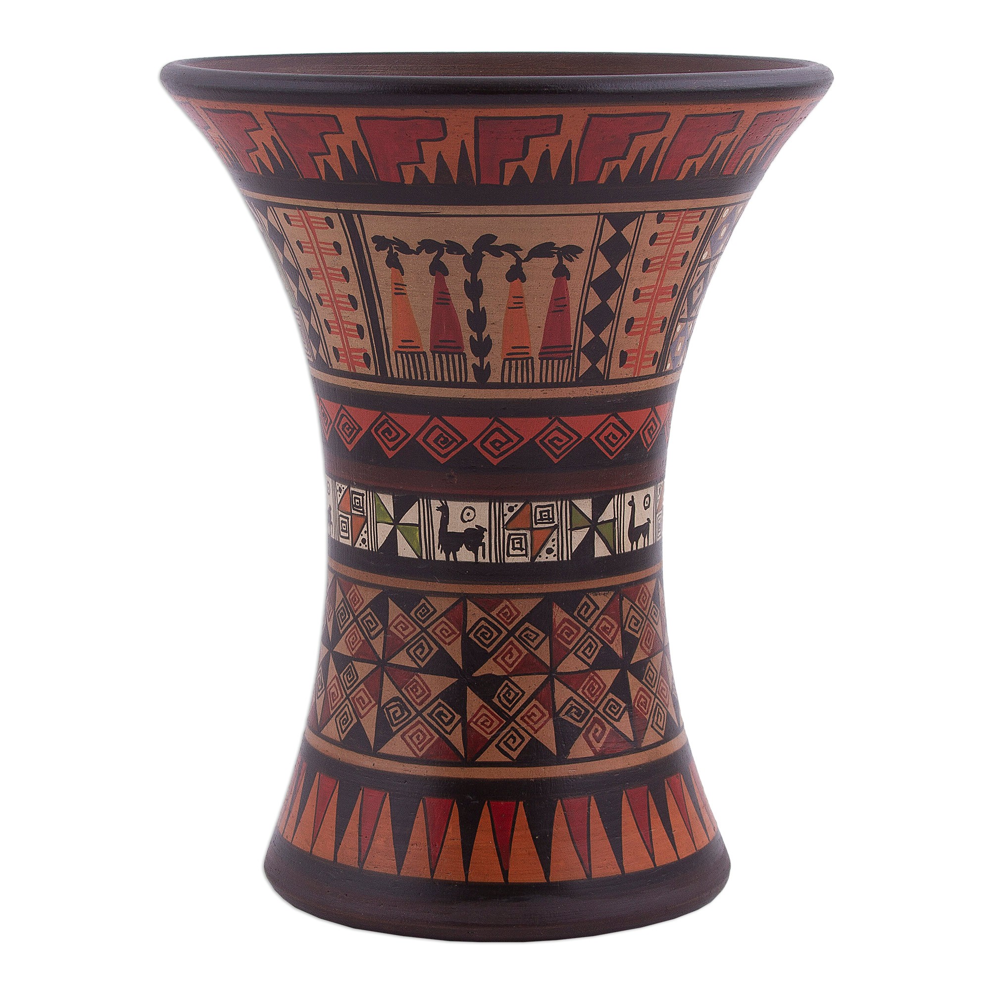 Cultural IncaStyle Ceramic Decorative Vase from Peru Ceremonial Kero NOVICA