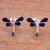 Aretes de lapislázuli y crisocola - Pendientes de libélula de lapislázuli y crisocola de Perú