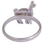 Lapis lazuli cocktail ring, 'Andean Llama' - Lapis Lazuli and Silver Llama Cocktail Ring from Peru