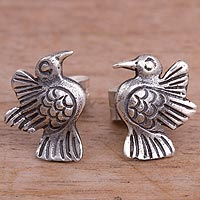 Sterling silver stud earrings, 'Melody of Nature' - Bird-Themed Sterling Silver Stud Earrings from Peru