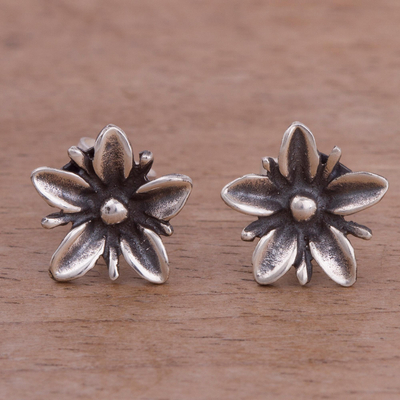 Aretes de plata de ley - Aretes florales de plata esterlina de Perú