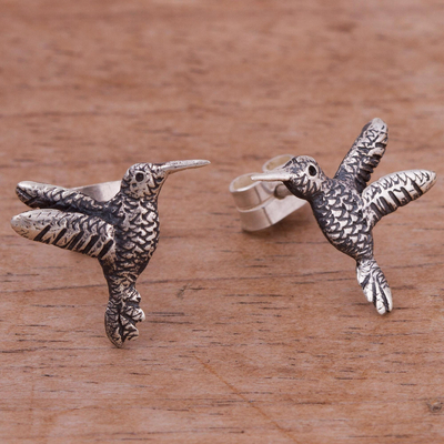Aretes de plata de ley - Aretes de colibrí de plata esterlina de Perú
