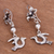 Sterling silver dangle earrings, 'Lovely Flight' - Sterling Silver Floral Bird Dangle Earrings from Peru (image 2b) thumbail