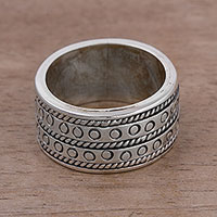 Men's sterling silver band ring, 'Masculine Style' - Men's Sterling Silver Band Ring from Peru