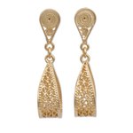 Gold plated filigree dangle earrings, 'Glistening Utopia' - Gold Plated Sterling Silver Filigree Earrings from Peru