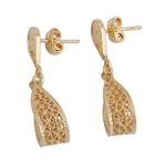 Gold plated filigree dangle earrings, 'Glistening Utopia' - Gold Plated Sterling Silver Filigree Earrings from Peru