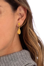 Gold plated filigree dangle earrings, 'Glistening Utopia' - Gold Plated Sterling Silver Filigree Earrings from Peru