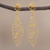 Pendientes colgantes filigrana de plata de primera ley recubierta de oro - Pendientes colgantes de filigrana de plata chapada en oro de Perú