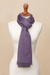 Baby alpaca and silk blend scarf, 'Options in Plum' - Baby Alpaca and Silk Blend Plum and Grey Reversible Scarf