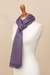 Baby alpaca and silk blend scarf, 'Options in Plum' - Baby Alpaca and Silk Blend Plum and Grey Reversible Scarf