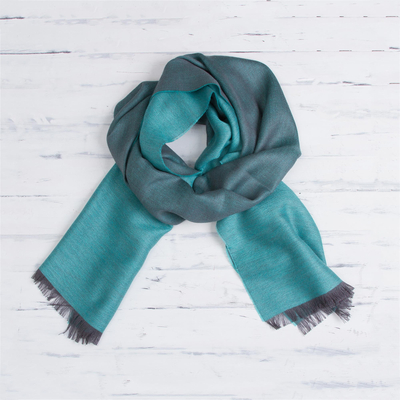 Baby alpaca and silk blend scarf, Options in Teal
