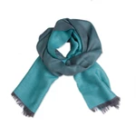Baby alpaca and silk blend scarf, 'Options in Teal' - Baby Alpaca and Silk Blend Teal and Grey Reversible Scarf