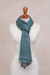Baby alpaca and silk blend scarf, 'Options in Teal' - Baby Alpaca and Silk Blend Teal and Grey Reversible Scarf (image 2d) thumbail