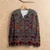 100% alpaca cardigan, 'Inca Nobility' - 100% Alpaca Inca Geometric Pattern Grey Cardigan Sweater (image 2) thumbail