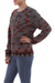 100% alpaca cardigan, 'Inca Nobility' - 100% Alpaca Inca Geometric Pattern Grey Cardigan Sweater (image 2b) thumbail