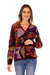 100% alpaca cardigan, 'Blooming Landscape' - 100% Alpaca Multi-Color Floral Motif Cardigan Sweater (image 2b) thumbail