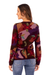 100% alpaca cardigan, 'Blooming Landscape' - 100% Alpaca Multi-Color Floral Motif Cardigan Sweater (image 2d) thumbail