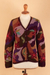 100% alpaca cardigan, 'Blooming Landscape' - 100% Alpaca Multi-Color Floral Motif Cardigan Sweater (image 2e) thumbail