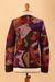 100% alpaca cardigan, 'Blooming Landscape' - 100% Alpaca Multi-Color Floral Motif Cardigan Sweater (image 2g) thumbail