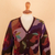 100% alpaca cardigan, 'Blooming Landscape' - 100% Alpaca Multi-Color Floral Motif Cardigan Sweater