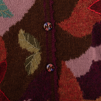 strickjacke aus 100 % Alpaka - Strickjacke aus 100 % Alpaka mit mehrfarbigem Blumenmotiv