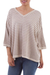 100% pima cotton knit top, 'Hypnotic Lines' - Peruvian Ivory and Lilac Striped 100% Pima Cotton Knit Top