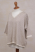 100% pima cotton knit top, 'Hypnotic Lines' - Peruvian Ivory and Lilac Striped 100% Pima Cotton Knit Top