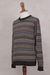 Men's 100% alpaca sweater, 'Granite' - Men's Patterned Grey and Brown 100% Alpaca Pullover Sweater (image 2c) thumbail