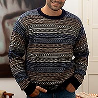 Featured review for Mens 100% alpaca sweater, Monument