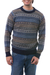 Men's 100% alpaca sweater, 'Monument' - Men's Patterned Grey and Brown 100% Alpaca Pullover Sweater (image 2a) thumbail