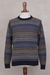 Men's 100% alpaca sweater, 'Monument' - Men's Patterned Grey and Brown 100% Alpaca Pullover Sweater (image 2e) thumbail
