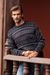 Men's 100% alpaca sweater, 'Tempest' - Men's Patterned Earth Tones 100% Alpaca Pullover Sweater (image 2) thumbail