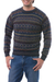 Men's 100% alpaca sweater, 'Tempest' - Men's Patterned Earth Tones 100% Alpaca Pullover Sweater (image 2a) thumbail