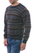 Men's 100% alpaca sweater, 'Tempest' - Men's Patterned Earth Tones 100% Alpaca Pullover Sweater (image 2c) thumbail