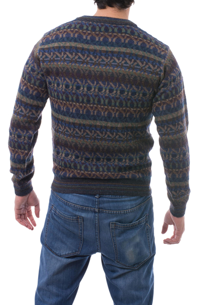 Suéter de hombre 100% alpaca - Suéter de Hombre 100% Alpaca Estampado en Tonos Tierra