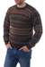 Men's 100% alpaca sweater, 'Forest Sunset' - Men's Patterned Autumn Colors 100% Alpaca Pullover Sweater (image 2b) thumbail