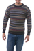 Men's 100% alpaca sweater, 'Professor' - Men's Striped and Patterned 100% Alpaca Pullover Sweater thumbail