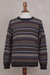 Men's 100% alpaca sweater, 'Professor' - Men's Striped and Patterned 100% Alpaca Pullover Sweater (image 2d) thumbail
