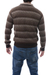 Men's 100% alpaca sweater, 'Seismic' - Men's Brown Striped 100% Alpaca Pullover Sweater (image 2d) thumbail