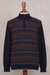 Men's 100% alpaca sweater, 'Intrigue' - Men's Multi-Color Striped 100% Alpaca Pullover Sweater (image 2) thumbail