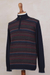 Men's 100% alpaca sweater, 'Intrigue' - Men's Multi-Color Striped 100% Alpaca Pullover Sweater (image 2b) thumbail