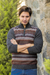 Men's 100% alpaca sweater, 'Archeology' - Men's Multi-Color Striped 100% Alpaca Pullover Sweater (image 2b) thumbail