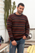 Men's 100% alpaca sweater, 'Complexity' - Men's Multi-Color Striped 100% Alpaca Pullover Sweater (image 2) thumbail