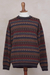 Men's 100% alpaca sweater, 'Complexity' - Men's Multi-Color Striped 100% Alpaca Pullover Sweater (image 2b) thumbail