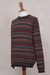 Men's 100% alpaca sweater, 'Complexity' - Men's Multi-Color Striped 100% Alpaca Pullover Sweater (image 2c) thumbail